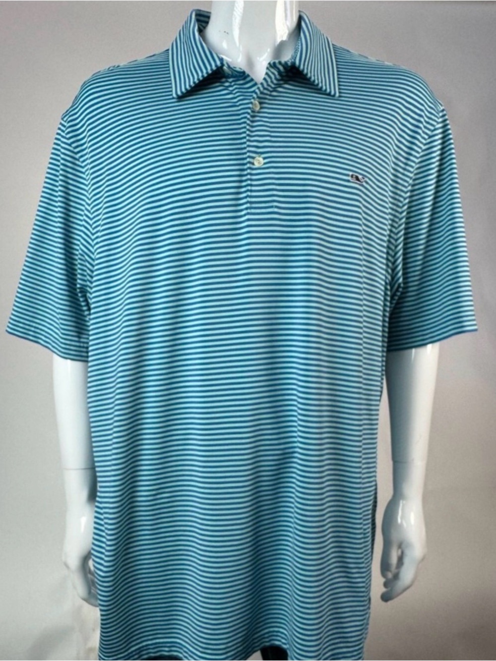 Vineyard Vines Blue and White Striped Polo